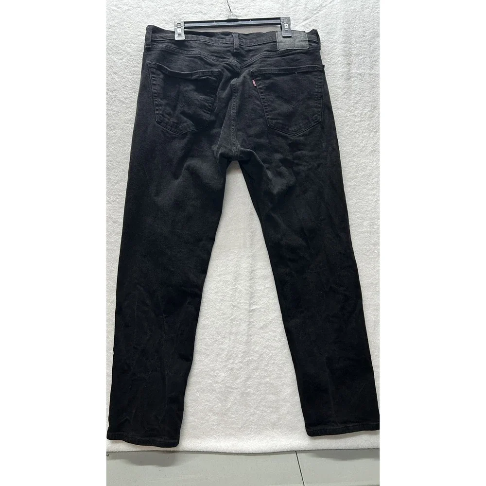 Levis Mens Size 36X32 Black Denim 505 Straight Jeans (J8)